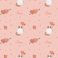 Seamless pattern with ÃÂute cat and hearts.ÃÂ Excellent design for packaging, wrapping paper Royalty Free Stock Photo